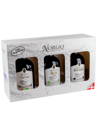 Norliq - Likør - Cerise - Noix - Surreau - 3 flasker af 20 cl. - Gaveæske - Dansk - Køge Vinkompagni