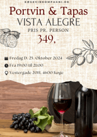 PORTVIN & TAPAS VISTA ALEGRE - FREDAG 25/10 KL. 19.00 - 21.00